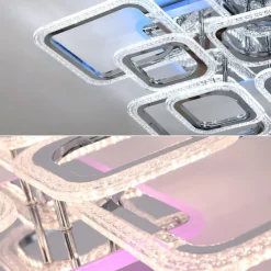 Dimmable Chrome Acrylic Ceiling Light LED 5-head and 8-head Ceiling Light with Background Light and APP Connection/Remote Control Suitable for Bedrooms Living Rooms Offices Children's Rooms