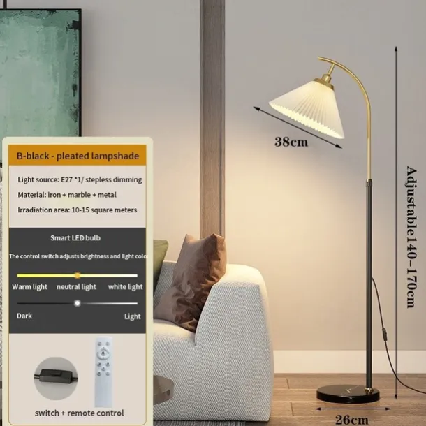 Dimmable Floor Lamp Arc Floor Lamps, Metal Floor Lamps, LED Floor Light Creative,Standing Lamp Adjustable, for Living Room, Office and Bedroom Standing Reading Lamp
