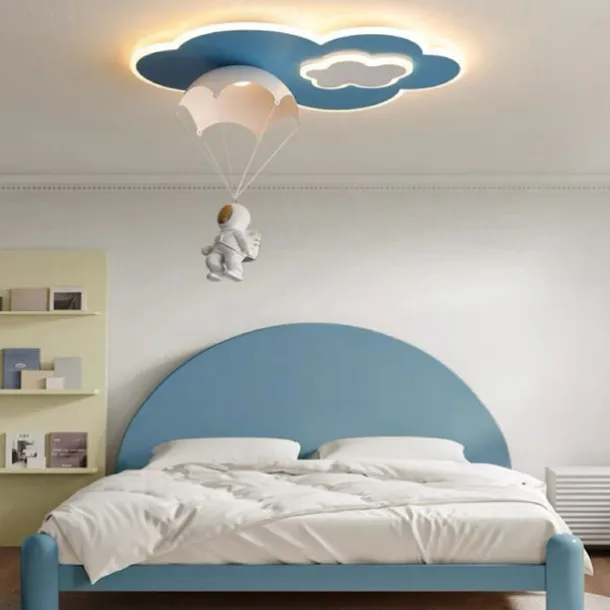 Dimmable LED Ceiling Lamp for Children's Room, Creative Simplicity Clouds Airplane Light Bedroom Cartoon Ceiling Light Fixture with Remote