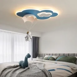 Dimmable LED Ceiling Lamp for Children's Room, Creative Simplicity Clouds Airplane Light Bedroom Cartoon Ceiling Light Fixture with Remote