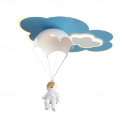 Dimmable LED Ceiling Lamp for Children's Room, Creative Simplicity Clouds Airplane Light Bedroom Cartoon Ceiling Light Fixture with Remote