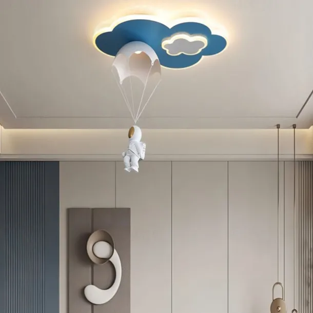 Dimmable LED Ceiling Lamp for Children's Room, Creative Simplicity Clouds Airplane Light Bedroom Cartoon Ceiling Light Fixture with Remote