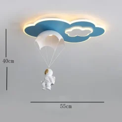 Dimmable LED Ceiling Lamp for Children's Room, Creative Simplicity Clouds Airplane Light Bedroom Cartoon Ceiling Light Fixture with Remote