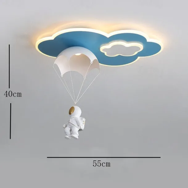 Dimmable LED Ceiling Lamp for Children's Room, Creative Simplicity Clouds Airplane Light Bedroom Cartoon Ceiling Light Fixture with Remote