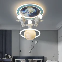 Dimmable LED Ceiling Lamp for Children's Room, Creative Simplicity Clouds Airplane Light Bedroom Cartoon Ceiling Light Fixture with Remote