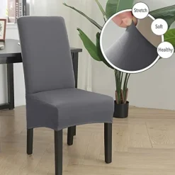 Dining Chair Covers, Burgundy Stretch Chair Cover, Spandex High Back Chair Protector Covers Seat Slipcover with Elastic Band for Dining Room,Wedding