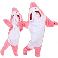 Dinosaur Shark Couples Carnival Costume Kigurumi Pajamas Onesies Kid's Adults' Men's Women's Boys Novelty Funny Costume Theme Party Carnival Mardi Gras Easy Carnival Costume