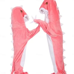 Dinosaur Shark Couples Carnival Costume Kigurumi Pajamas Onesies Kid's Adults' Men's Women's Boys Novelty Funny Costume Theme Party Carnival Mardi Gras Easy Carnival Costume