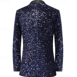 Disco 1980s Lapel Collar Blazer Disco Sequins Fancy Dress Men's Halloween Masquerade Party Club Pride Parade Adults' Coat Fall & Winter