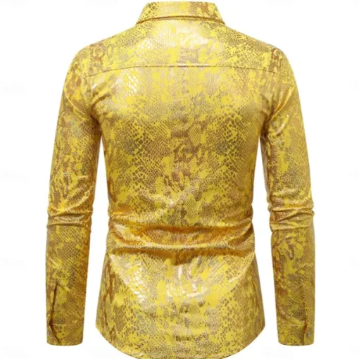 Disco 1980s Shiny Metallic Blouse / Shirt Masquerade Disco Fancy Dress Men's Halloween Carnival Masquerade Performance Event / Party Stage Adults' Shirt Spring & Summer