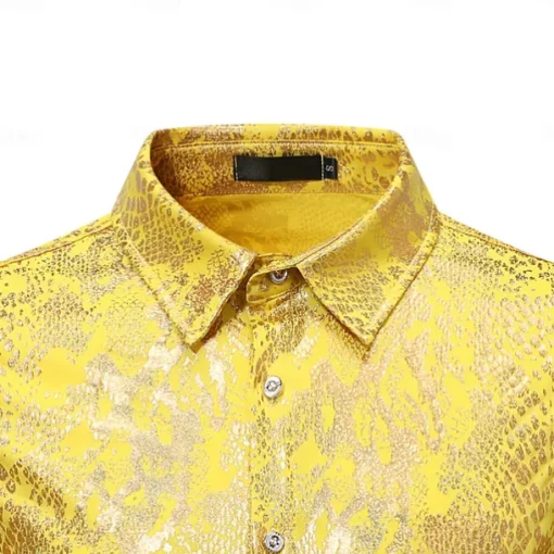 Disco 1980s Shiny Metallic Blouse / Shirt Masquerade Disco Fancy Dress Men's Halloween Carnival Masquerade Performance Event / Party Stage Adults' Shirt Spring & Summer