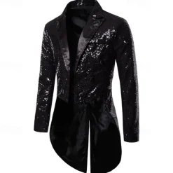 Disco 1980s Tuxedo Tailcoat Disco Sequins Fancy Dress Men's Carnival Costume Masquerade Party Club Pride Parade Adults' Coat