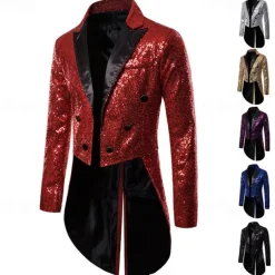 Disco 1980s Tuxedo Tailcoat Disco Sequins Fancy Dress Men's Carnival Costume Masquerade Party Club Pride Parade Adults' Coat