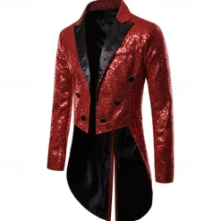 Disco 1980s Tuxedo Tailcoat Disco Sequins Fancy Dress Men's Carnival Costume Masquerade Party Club Pride Parade Adults' Coat