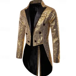 Disco 1980s Tuxedo Tailcoat Disco Sequins Fancy Dress Men's Carnival Costume Masquerade Party Club Pride Parade Adults' Coat