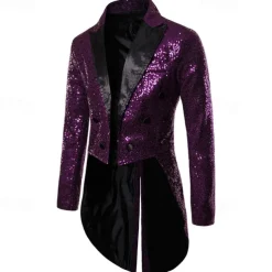 Disco 1980s Tuxedo Tailcoat Disco Sequins Fancy Dress Men's Carnival Costume Masquerade Party Club Pride Parade Adults' Coat