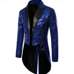 Disco 1980s Tuxedo Tailcoat Disco Sequins Fancy Dress Men's Carnival Costume Masquerade Party Club Pride Parade Adults' Coat
