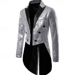 Disco 1980s Tuxedo Tailcoat Disco Sequins Fancy Dress Men's Carnival Costume Masquerade Party Club Pride Parade Adults' Coat