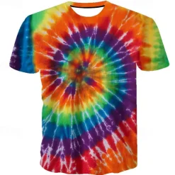 Disco Tie Dye T-shirt Anime 3D Graphic For Couple's Men's Women's Adults' Carnival Masquerade 3D Print Casual Daily