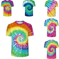 Disco Tie Dye T-shirt Anime 3D Graphic For Couple's Men's Women's Adults' Carnival Masquerade 3D Print Casual Daily