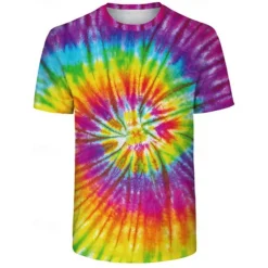 Disco Tie Dye T-shirt Anime 3D Graphic For Couple's Men's Women's Adults' Carnival Masquerade 3D Print Casual Daily