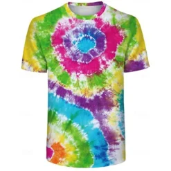 Disco Tie Dye T-shirt Anime 3D Graphic For Couple's Men's Women's Adults' Carnival Masquerade 3D Print Casual Daily