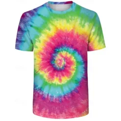 Disco Tie Dye T-shirt Anime 3D Graphic For Couple's Men's Women's Adults' Carnival Masquerade 3D Print Casual Daily