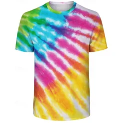 Disco Tie Dye T-shirt Anime 3D Graphic For Couple's Men's Women's Adults' Carnival Masquerade 3D Print Casual Daily
