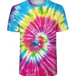 Disco Tie Dye T-shirt Anime 3D Graphic For Couple's Men's Women's Adults' Carnival Masquerade 3D Print Casual Daily
