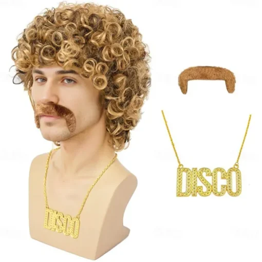 Disco Wig 70s Costumes Wig Afro Wig Men Short Curly Natural Fluffy Synthetic hair Wig for Carnival Disco Party Halloween Wigs
