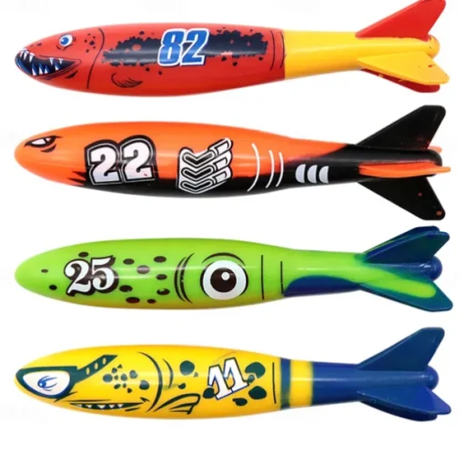 Diving Pool Toys Underwater Swimming Throwing Diving Torpedo Shark,4 Pack