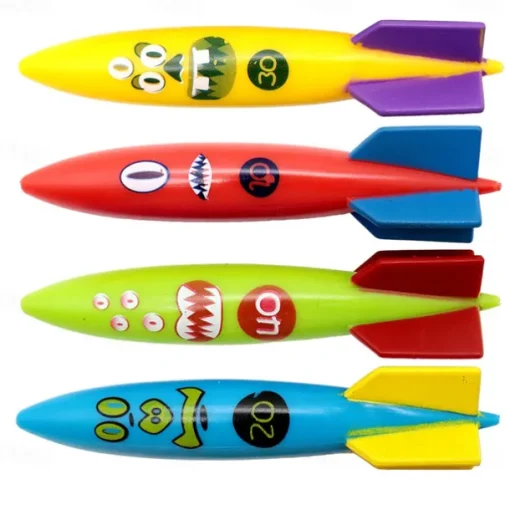 Diving Pool Toys Underwater Swimming Throwing Diving Torpedo Shark,4 Pack