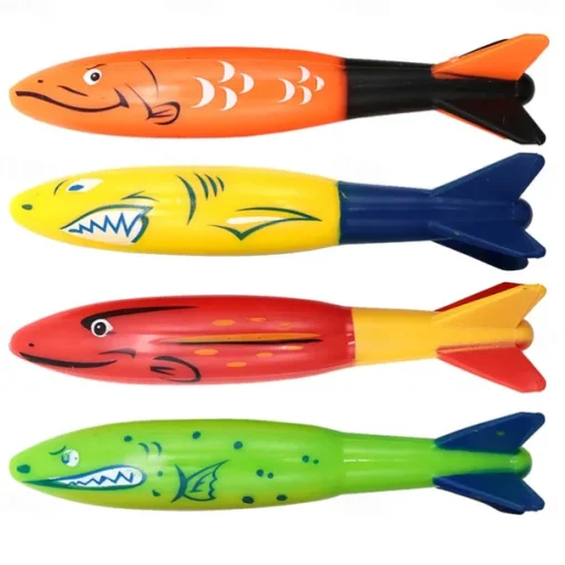 Diving Pool Toys Underwater Swimming Throwing Diving Torpedo Shark,4 Pack
