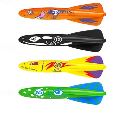 Diving Pool Toys Underwater Swimming Throwing Diving Torpedo Shark,4 Pack