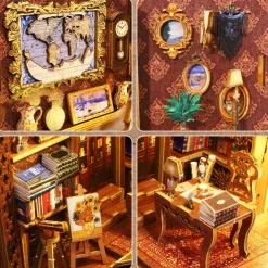 DIY Cabin Library 3D Assembled Bookstand House Miniature Model Architectural Toys Birthday Gift