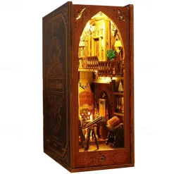 DIY Cabin Library 3D Assembled Bookstand House Miniature Model Architectural Toys Birthday Gift