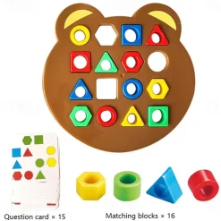 DIY Children Geometric Shape Color Matching 3D Puzzle Baby Montessori Toys Learning Educational Interactive Battle Game Toys For Kids