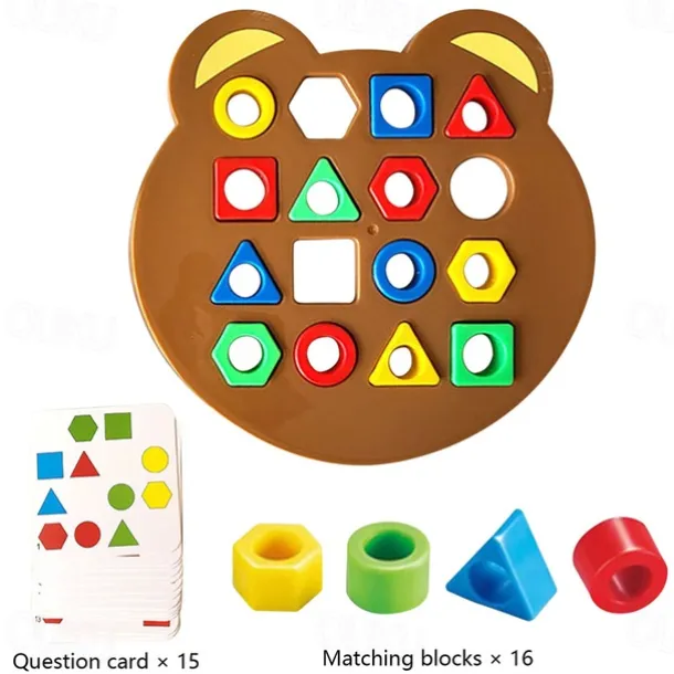 DIY Children Geometric Shape Color Matching 3D Puzzle Baby Montessori Toys Learning Educational Interactive Battle Game Toys For Kids