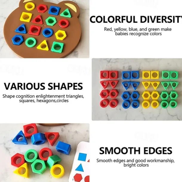 DIY Children Geometric Shape Color Matching 3D Puzzle Baby Montessori Toys Learning Educational Interactive Battle Game Toys For Kids