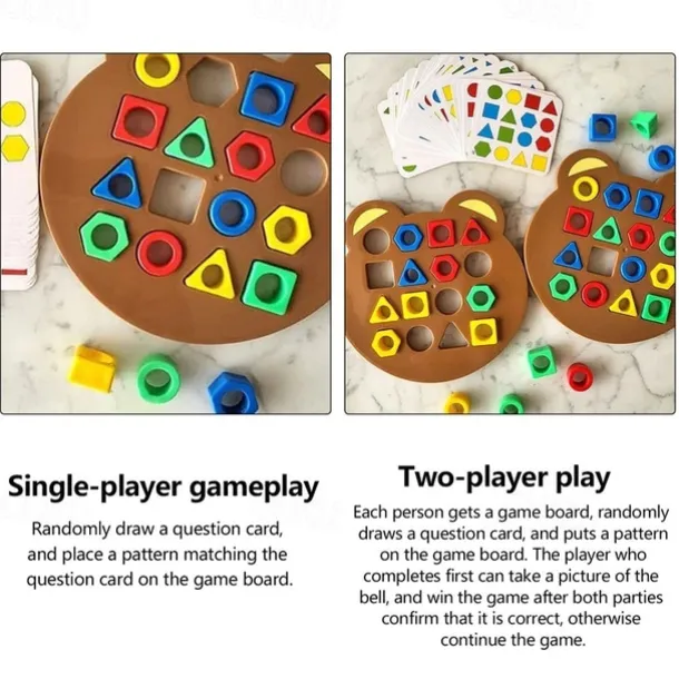 DIY Children Geometric Shape Color Matching 3D Puzzle Baby Montessori Toys Learning Educational Interactive Battle Game Toys For Kids