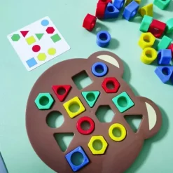 DIY Children Geometric Shape Color Matching 3D Puzzle Baby Montessori Toys Learning Educational Interactive Battle Game Toys For Kids