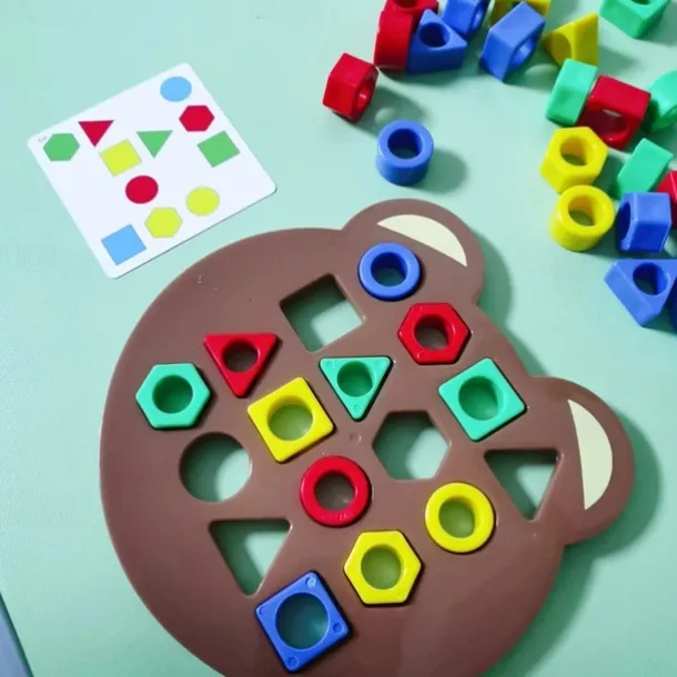 DIY Children Geometric Shape Color Matching 3D Puzzle Baby Montessori Toys Learning Educational Interactive Battle Game Toys For Kids
