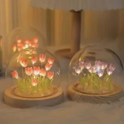 DIY Tulip Night Light Simulation Flower Bedroom Valentine's Day Gift INS Sleep Light Birthday Gift Atmosphere Light Desk Decoration