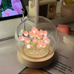 DIY Tulip Night Light Simulation Flower Bedroom Valentine's Day Gift INS Sleep Light Birthday Gift Atmosphere Light Desk Decoration