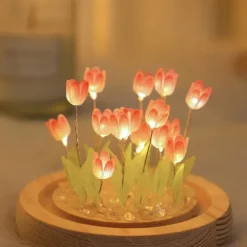 DIY Tulip Night Light Simulation Flower Bedroom Valentine's Day Gift INS Sleep Light Birthday Gift Atmosphere Light Desk Decoration