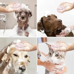 Dog Bath Brush, Softness Silicone Pet Brush For Dog & Cat, Dog Hair Massage Bath Brush With Shower Gel Dispenser