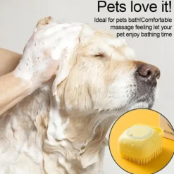 Dog Bath Brush, Softness Silicone Pet Brush For Dog & Cat, Dog Hair Massage Bath Brush With Shower Gel Dispenser