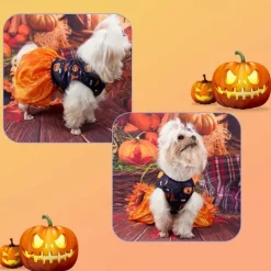 Dog Cat Dress Cute Casual Breathable Soft Washable Comfortable Halloween Casual Daily Festival Dog Clothing for Bichon Frise Pomeranian Baby Pet Papillon Small