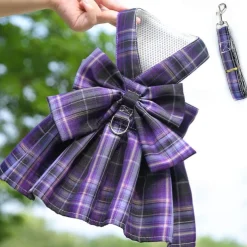 Dog Cat Harness Dress Fashion Cute Basic Washable Comfortable Outdoor Casual Daily Walking Dog Clothing for Bichon Frise Pomeranian Baby Pet Papillon Small