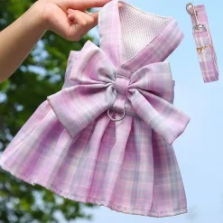 Dog Cat Harness Dress Fashion Cute Basic Washable Comfortable Outdoor Casual Daily Walking Dog Clothing for Bichon Frise Pomeranian Baby Pet Papillon Small